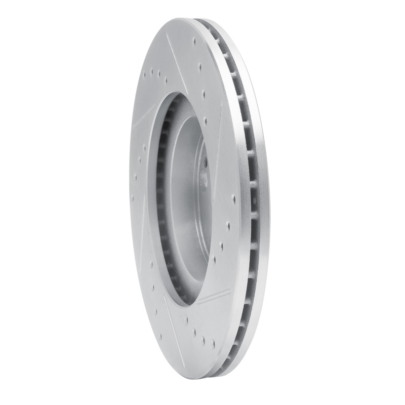 Mazda Miata Brake Rotor (1) - Front Left - R1 Concepts - Drilled & Slotted - Silver - `01-`05